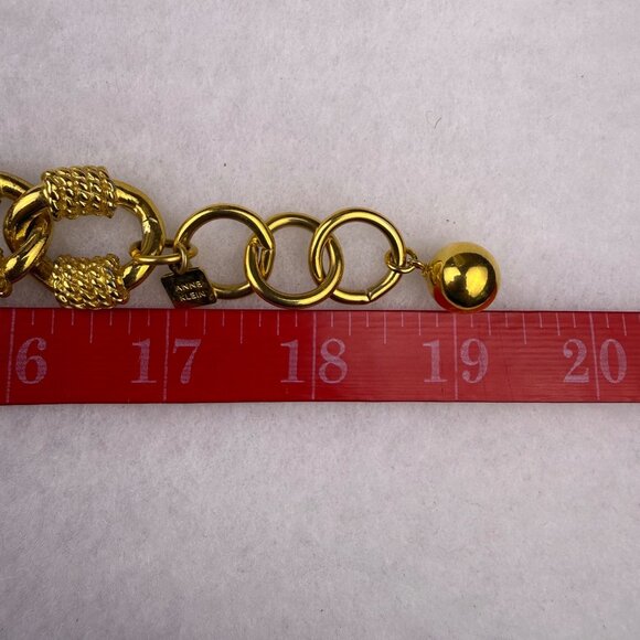 Anne Klein Women’s Gold Tone Metal Link Necklace Textured Statement Jewelry - Picture 4 of 4